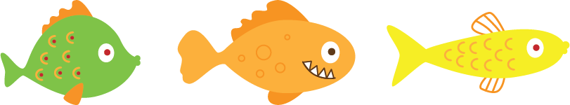 Kolorowe rybki w stylu kreskówkowym.